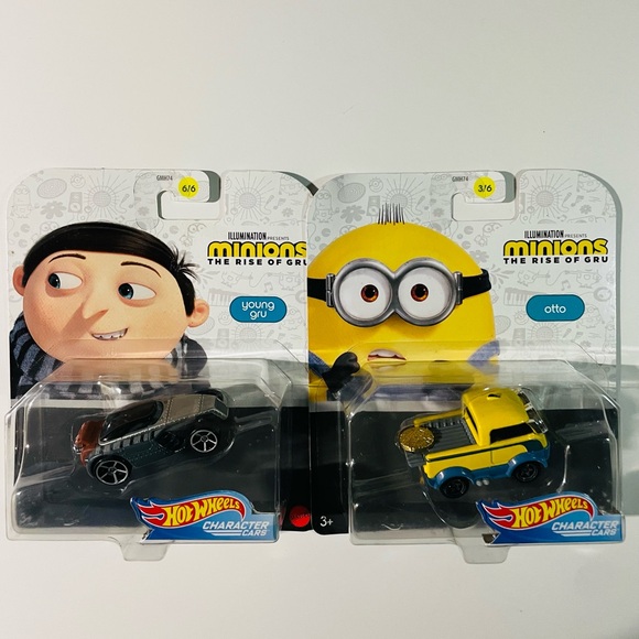 Hot Wheels Character Cars - Minions The Rise of Gru - Young Gru 6/6 & Otto 3/6 - Picture 1 of 7